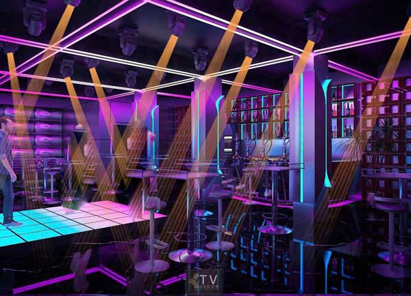 Thiết kế quán lounge nightlife – ánh sáng LED hiện đại