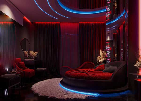 Phòng khách sạn tình yêu phong cách sexy, hiện đại – thiết kế bởi KTV DECOR