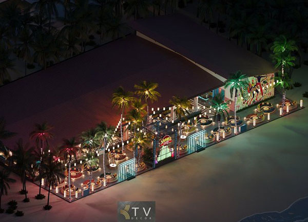Thiết kế thể hiện góc nhìn toàn cảnh về đêm của dự án SAMBA LOUNGE