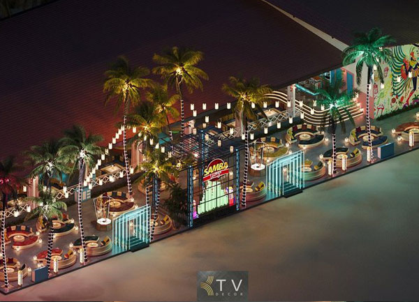 THIẾT KẾ thể hiện tổng thể dự án SAMBA LOUNGE về đêm