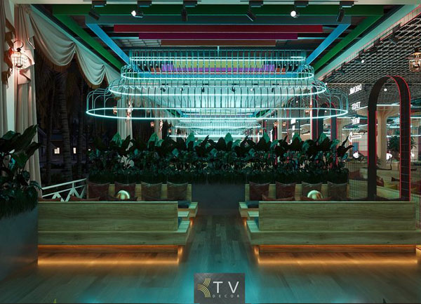 Thiết kế nội thất bar SAMBA LOUNGE – đèn LED nghệ thuật
