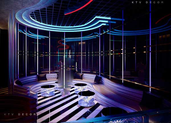 Thiết kế nội thất Double Lounge Bar với trần LED hiện đại
