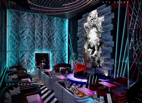 Thiết Kế Sân Khấu Lounge Bar Đẳng Cấp Với Tường 3D  Ánh Sáng LED