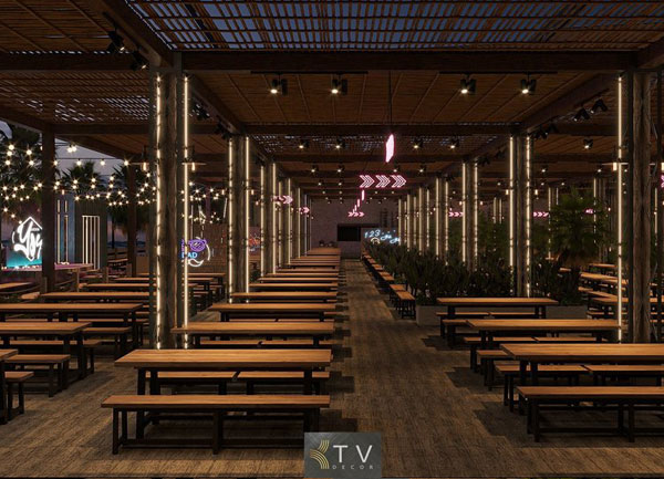 Thiết Kế Không Gian Chính Nhà Hàng YOYO Beach Beer Garden