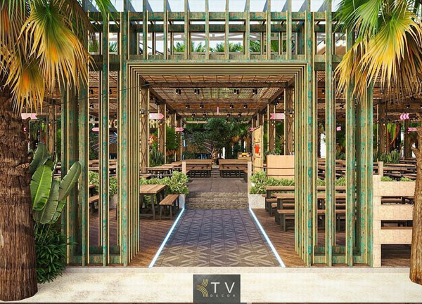 Thiết Kế Cổng Vào Nhà Hàng YOYO Beer Food Garden – Kiến Trúc Ấn Tượng Đậm Chất Sân Vườn