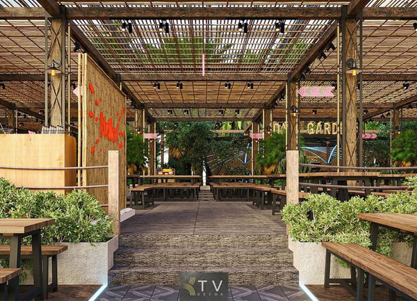 Thiết Kế Cổng Chào Và Lối Vào Nhà Hàng YOYO Beer Garden – Đậm Chất Tự Nhiên