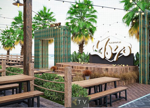 Thiết Kế Không Gian Bàn Tiệc Gần Sân Khấu YOYO Beer Food Garden – View Biển Tuyệt Đẹp
