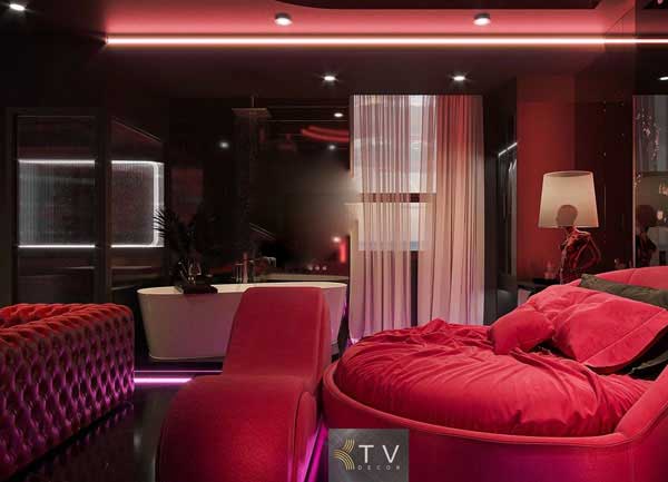 Thiết Kế Phòng Khách Sạn Tình Yêu Setup Đầy Đủ Bởi KTV Decor