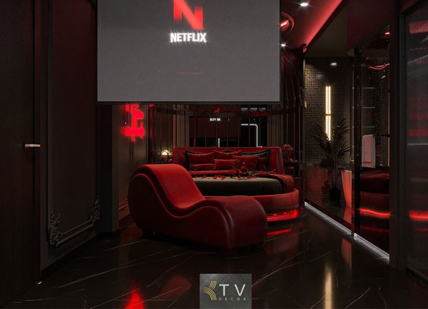 Thiết kế khách sạn tình Yêu Chủ Đề Rạp Phim Trải Nghiệm Xem Netflix