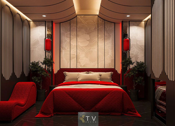 Thiết kế phòng khách sạn tình yêu phong cách Đông Dương cách tân