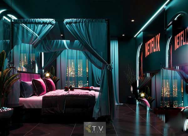 Thiết kế Phòng khách sạn tình yêu phong cách điện ảnh Netflix