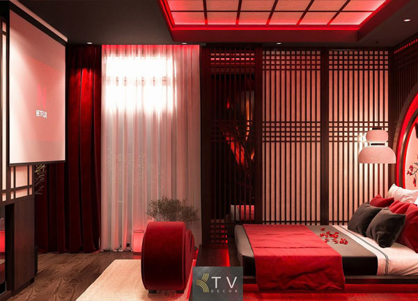 Thiết Kế Phòng Ngủ Khách Sạn Tình Yêu Phong Cách Á Đông – Dự Án Love Hotel | KTV Decor