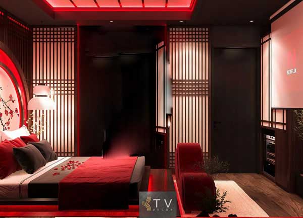 Thiết Kế Phòng Ngủ Khách Sạn Tình Yêu Nghệ Thuật Gợi Cảm – KTV Decor Setup Trọn Gói