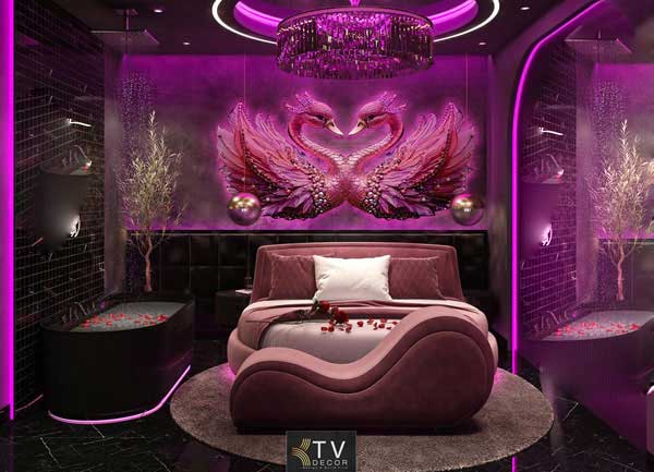 Thiết kế khách sạn tình yêu phong cách Romantic Neon