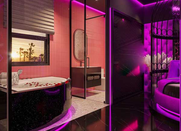 Thiết Kế Phòng Tắm Playboy Gợi Cảm Cho Khách Sạn Tình Yêu