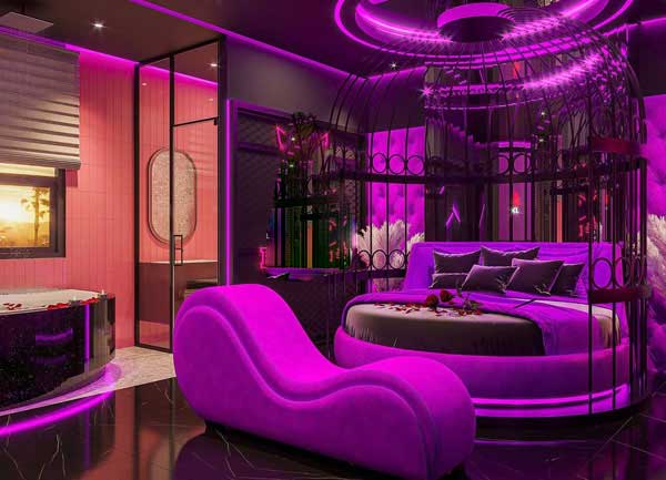 Thiết Kế Phòng Ngủ Love Hotel Mang Phong Cách Playboy – Gợi Cảm