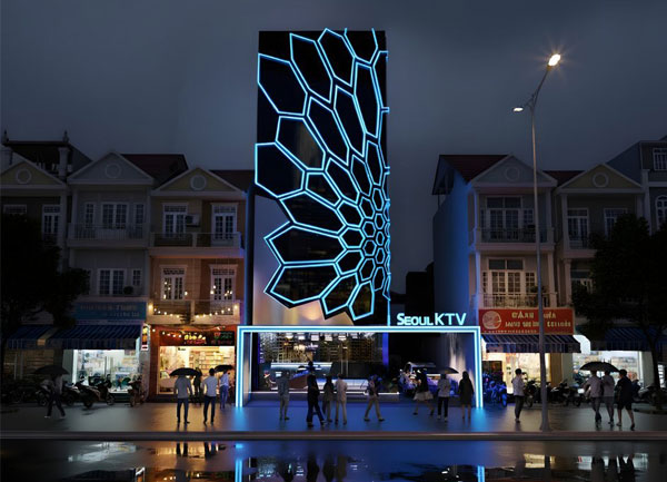 Thiết kế karaoke Seoul KTV phong cách LED Cánh Thiên Thần – KTV GROUP.
