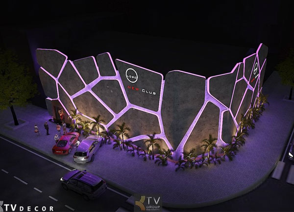 Thiết kế ngoại thất mặt tiền Lounge Bar NEW Club - Bình Dương