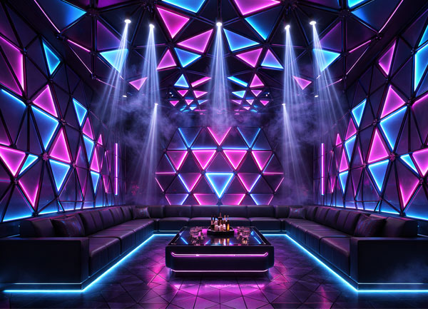 Thiết kế karaoke KTV LED hình học hiện đại | Phòng karaoke VIP cao cấp