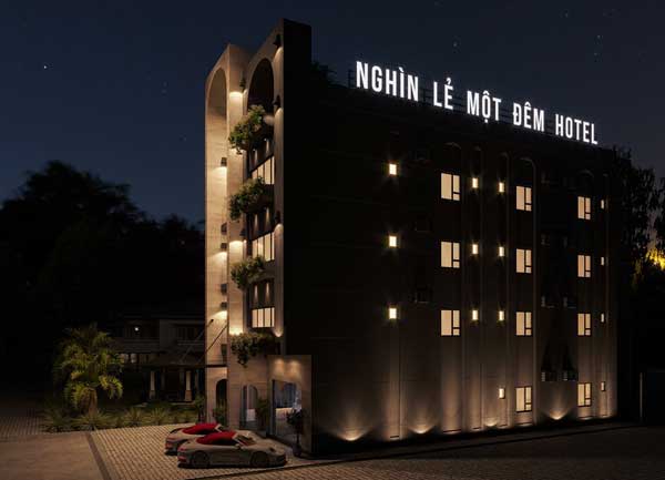 Thiết kế khách sạn hiện đại tại Tây Ninh Mặt tiền ấn tượng