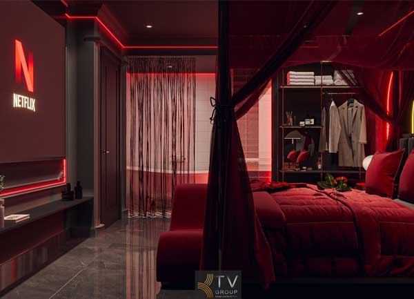 Thiết kế khách sạn concept Love Hotel ánh sáng đỏ tại TPHCM