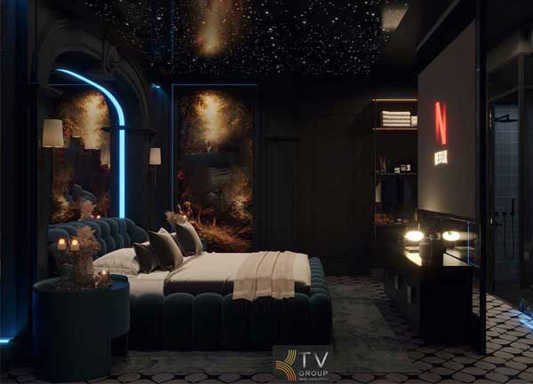 Thiết kế thi công phòng khách sạn chủ đề tình yêu luxury tại TPHCM