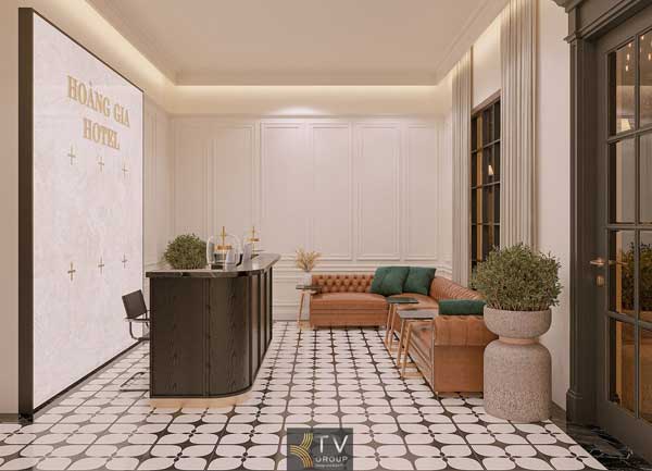 Thiết kế thi công khu tiếp tân khách sạn phong cách hiện đại tinh tế