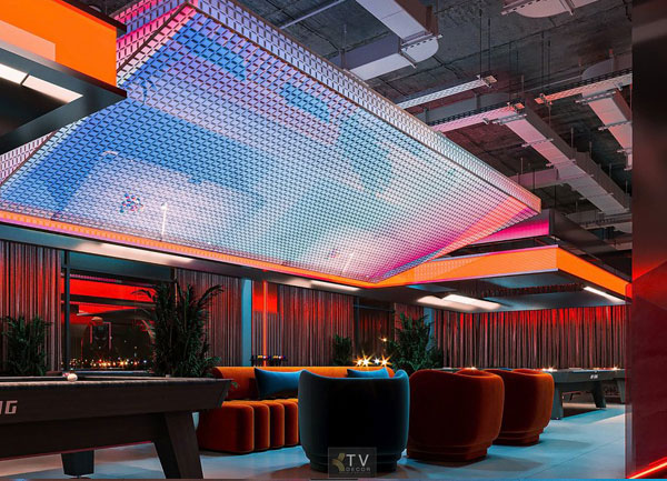 Không Gian Bida Club Thời Thượng Với Trần LED Nghệ Thuật