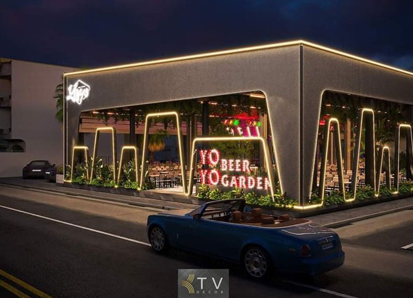 Thiết Kế Mặt Tiền Ấn Tượng Cho Beer Club Food Garden Phong Cách Hiện Đại