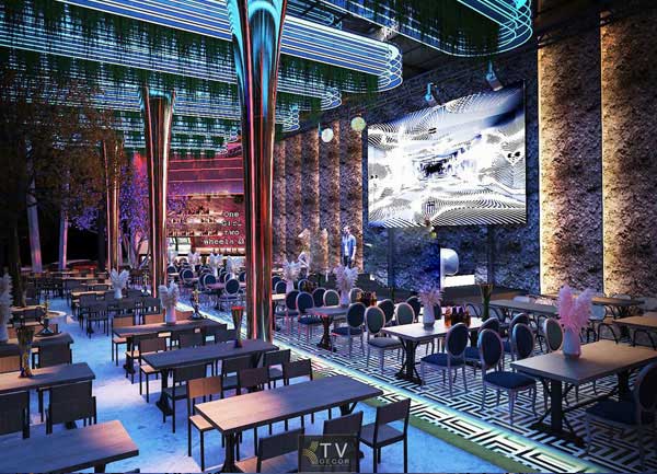 Thiết kế Beer Club Food Garden với không gian mở và sân khấu