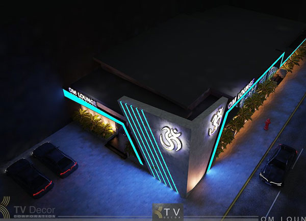 Thiết kế kiến trúc mặt tiền nightlife lounge hiện đại