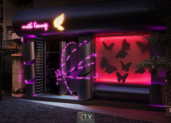 Mặt tiền bar lounge nghệ thuật phong cách nightlife