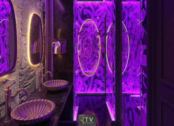 Thiết kế nhà vệ sinh lounge Moth với ánh sáng tím LED