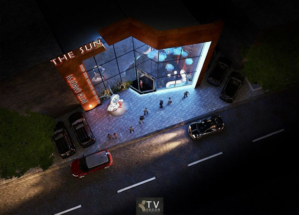 Thiết kế mặt tiền beer garden, nightlife beer food
