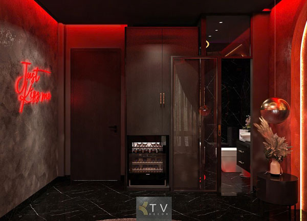 Thiết Kế Nội Thất Khu Mini Bar - Phòng Tắm Đầy Cảm Hứng Trong Khách Sạn Tình Yêu