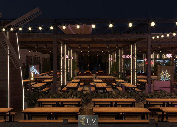 Phong Cách Thiết Kế Beer Garden Kết Hợp Ánh Sáng Và Mảng Xanh Tự Nhiên