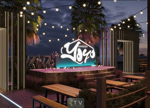 Thiết kế sân khấu chính ngoài trời cho nhà hàng YOYO Beach Beer Garden