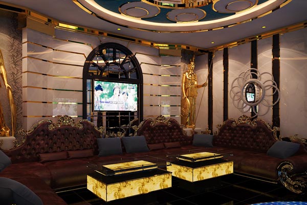 Giá thiết kế thi công phòng karaoke Tân cổ điển đơn giản KTV28