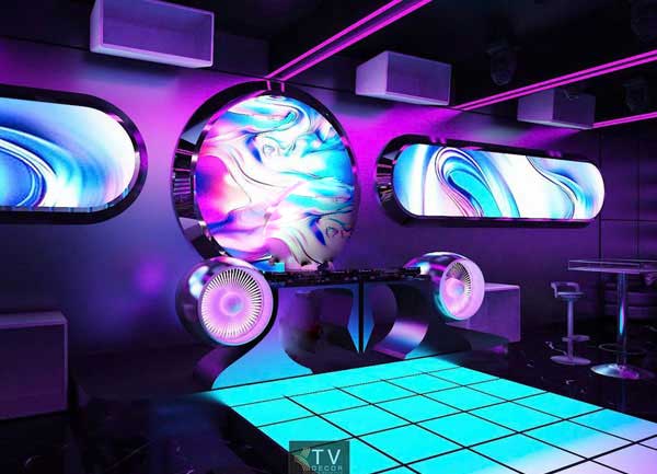 Thiết kế nội thất DJ Lounge phong cách với ánh sáng neon và công nghệ LED