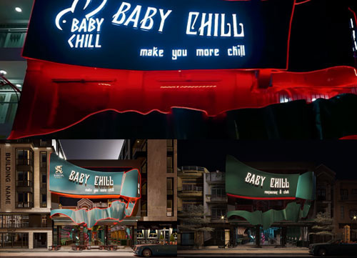 Thiết kế mặt tiền quảng cáo Nhà hàng Lounge Baby Chill