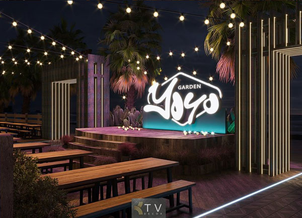 Thiết Kế Sân Khấu Nhà Hàng YOYO Beach Beer Garden Đẹp Lung Linh