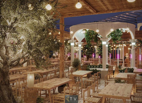 Thiết kế không gian Beer Food Garden sân vườn Địa Trung Hải