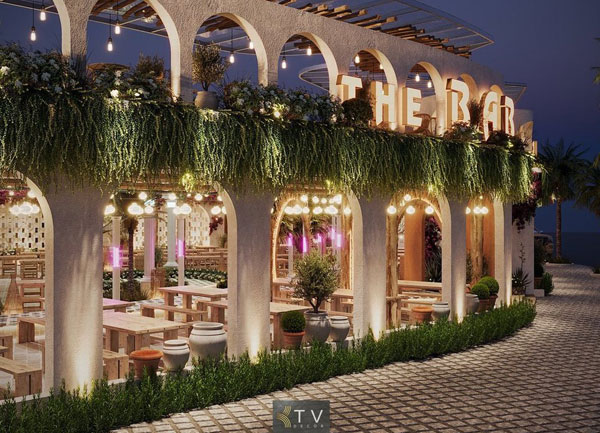 Thiết kế mặt tiền nhà hàng Beer Food Garden phong cách hiện đại, thi công bởi KTV Decor