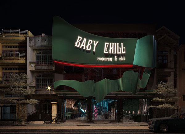 Thiết Kế Mặt Tiền Nhà Hàng Club Độc Đáo Baby Chill Tại TP.HCM