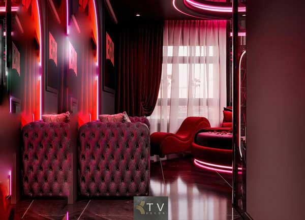 Mẫu thiết kế nội thất phòng khách sạn tình yêu cực kỳ ấn tượng