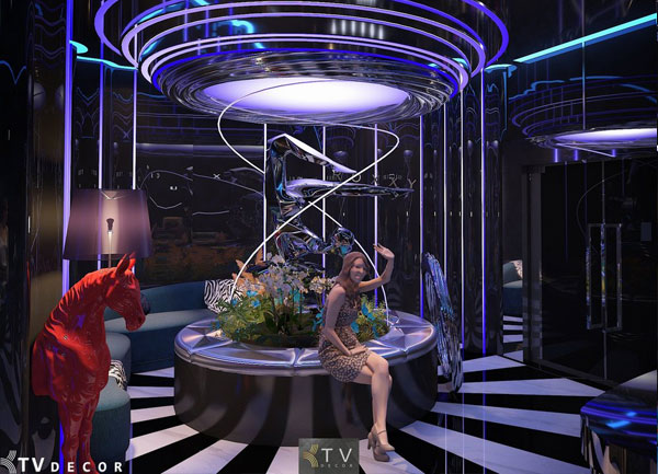 Sảnh lounge Roxxy được thiết kế nổi bật