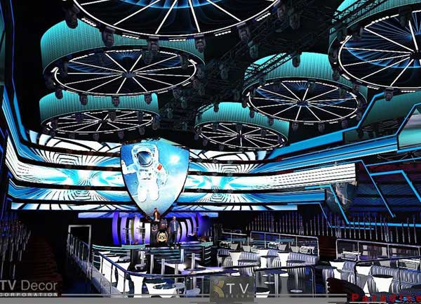 Thiết Kế Nightlife Bar Club Với Trần LED Cánh Quạt Và Hologram